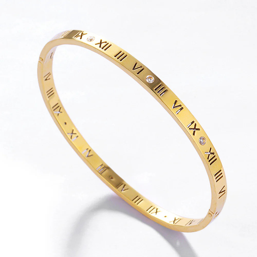 Roman Numeral Stainless Steel Bangle