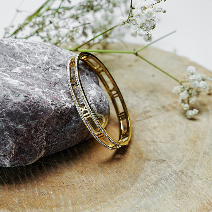 Roman Rhinestone Open Bangle
