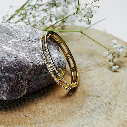 Roman Rhinestone Open Bangle