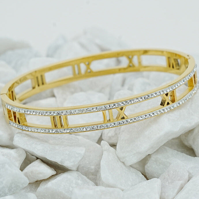 Roman Rhinestone Open Bangle