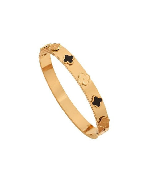 Black Clover Bangle With Adjustable Ring