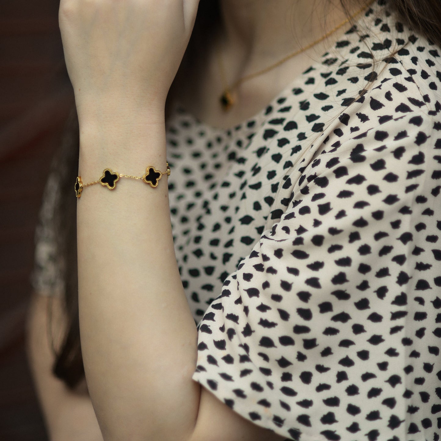 Love Bangle And Black Clover Bracelet Stack