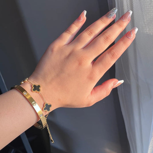 Stainless Steel Bangle & Ring + Bracelet Stack Set