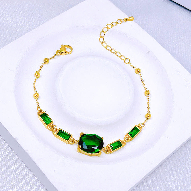 Green Stone Pendant & Bracelet Set