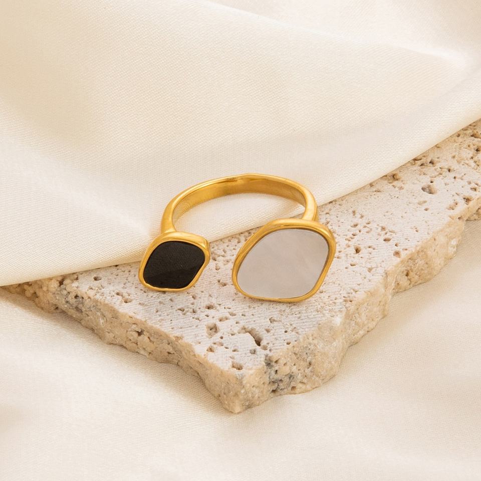 Acrylic Shell Stainless Steel Ring