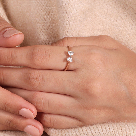 Diamond Heart Adjustable Ring