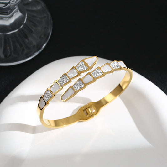 ZIRCON CUFF STAINLESS STEEL BANGLE