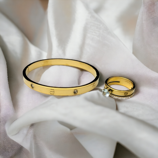 STAINLESS STEEL BANGLE + RING