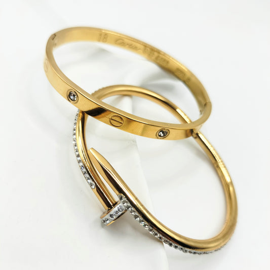 Diamond Nail And Love Bangle Set