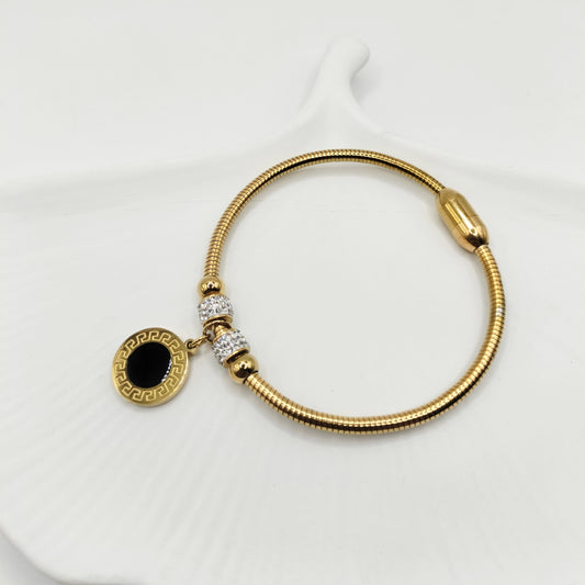 Stainless Steel Magnetic Clasp Round Zircon