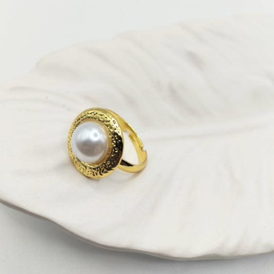 Halo Pearl Ring - Adjustable