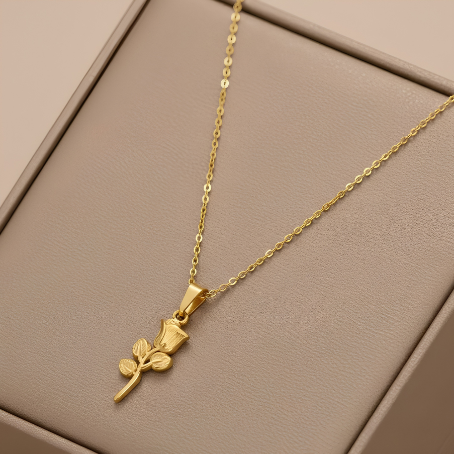Golden Rose Necklace | Stainless Steel