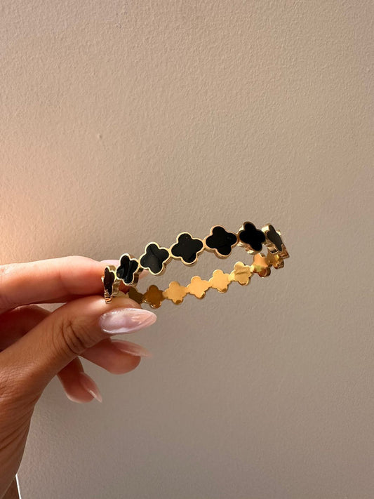 BLACK CLOVER STAINLESS STEEL BANGLE & RING