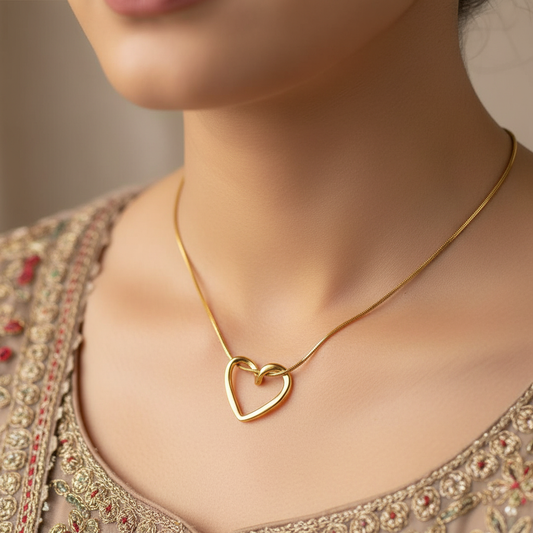 Golden Heart Knot Necklace