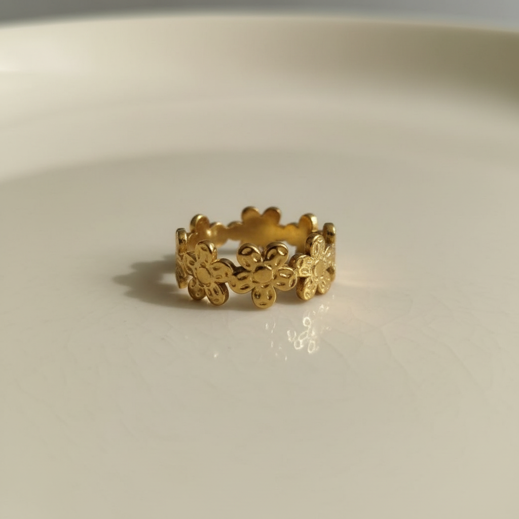 Hippie Flower Stainless Steel Ring