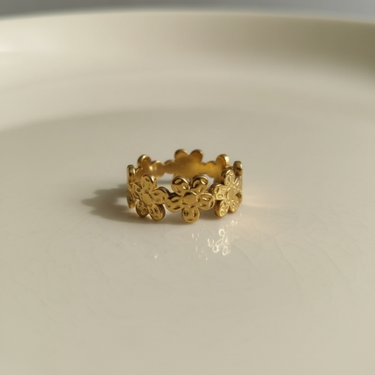 Hippie Flower Stainless Steel Ring