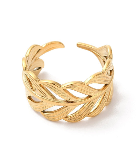 Adjustable Hollow Leaf Ring