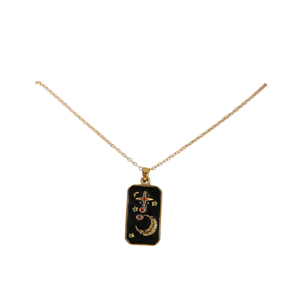 Moon' black tarot card pendant