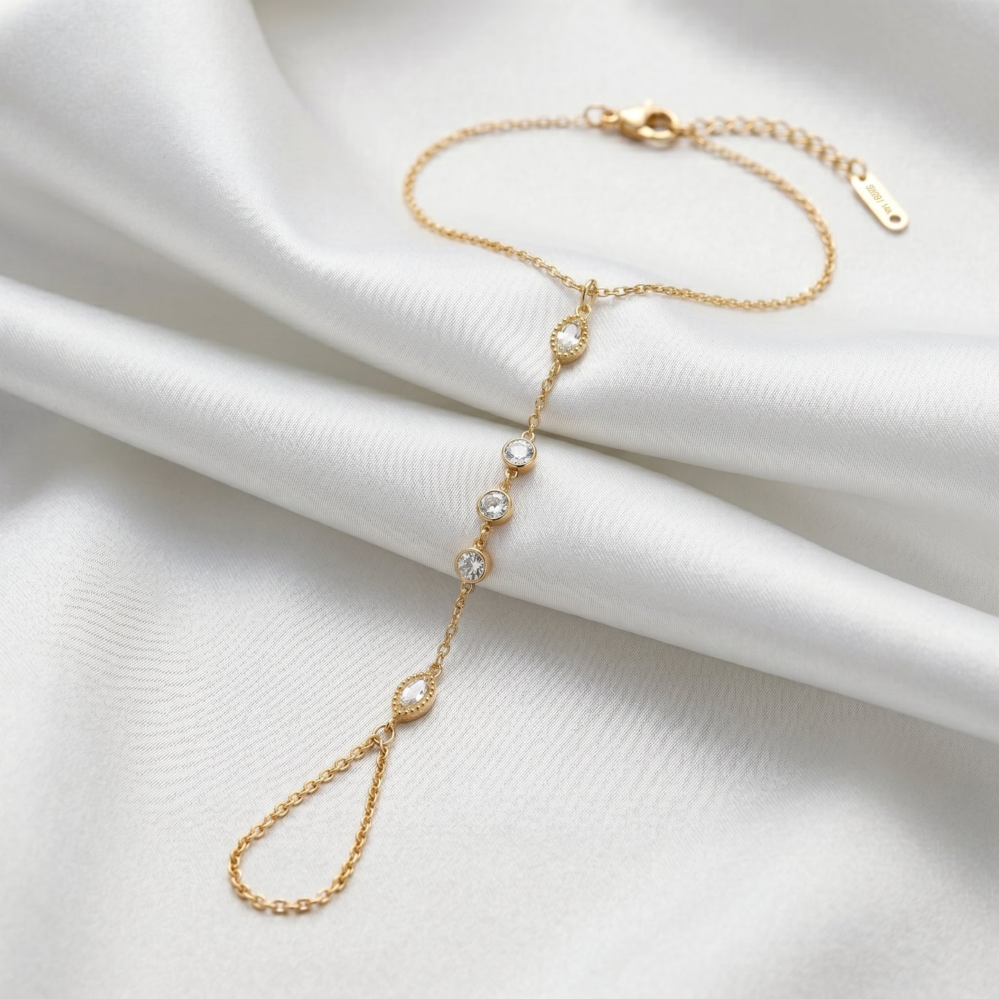 White Zircon Hand Chain | Stainless Steel