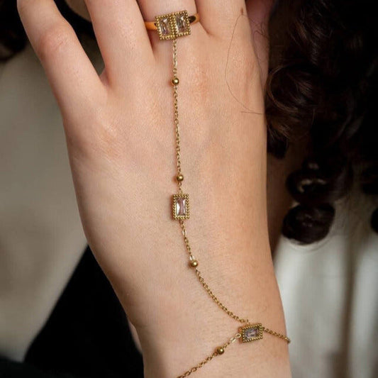 Crystal Chain Ring Bracelet