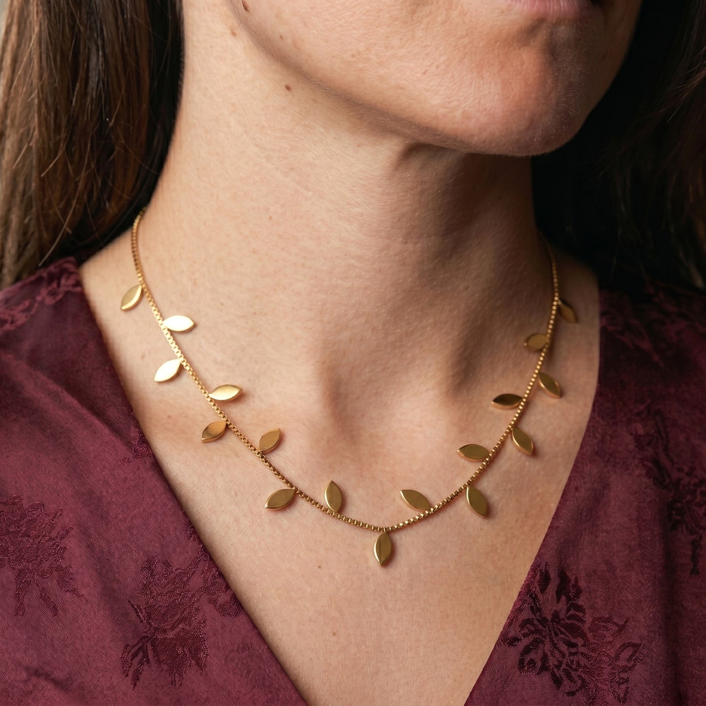 Gold Leaf Charm Necklace