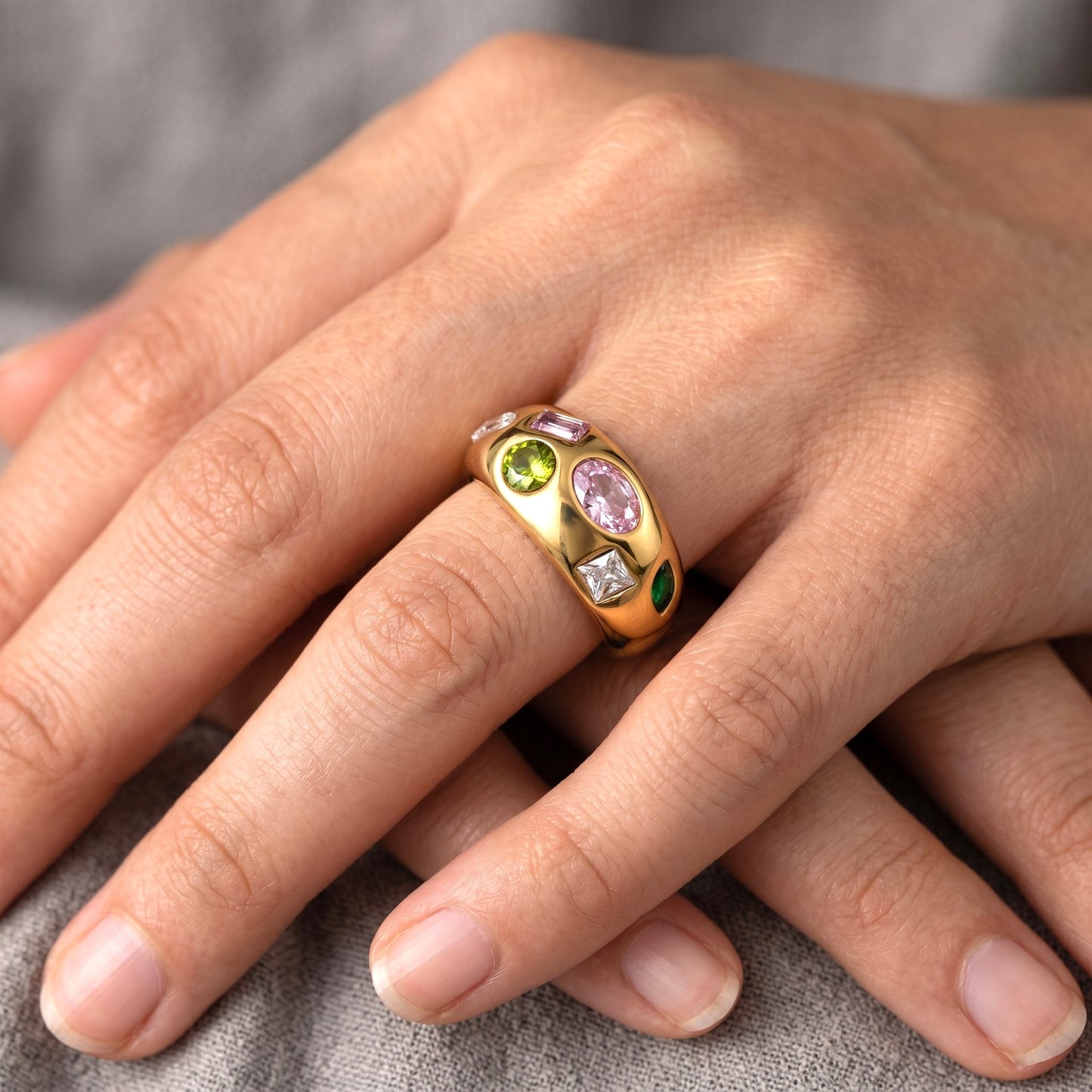 Multi Diamond ring - Stainless Steel