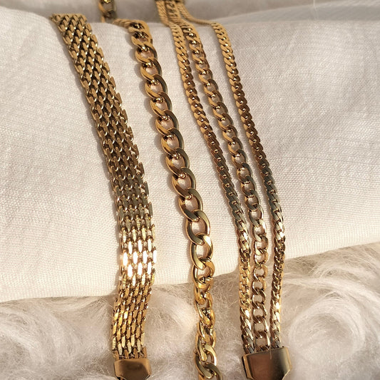 SET OF 3 BRACELET STAINLESS STEEL SET CHAIN,BEATRIX & TRIO CHAIN