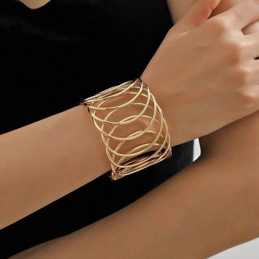Minimalist Hollow Rounded Adjustable Bangle