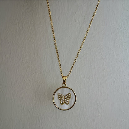 Zircon Stone Butterfly Necklace