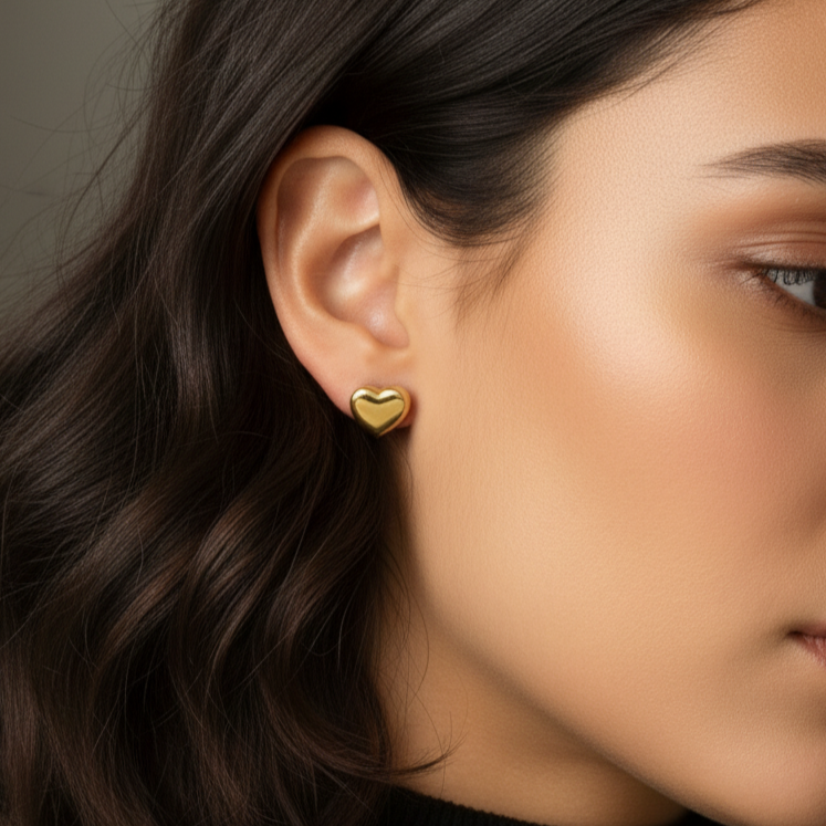 HEART-SHAPED STUD EARRINGS