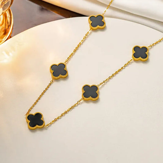 Black & White Double Sided Clover Pendant