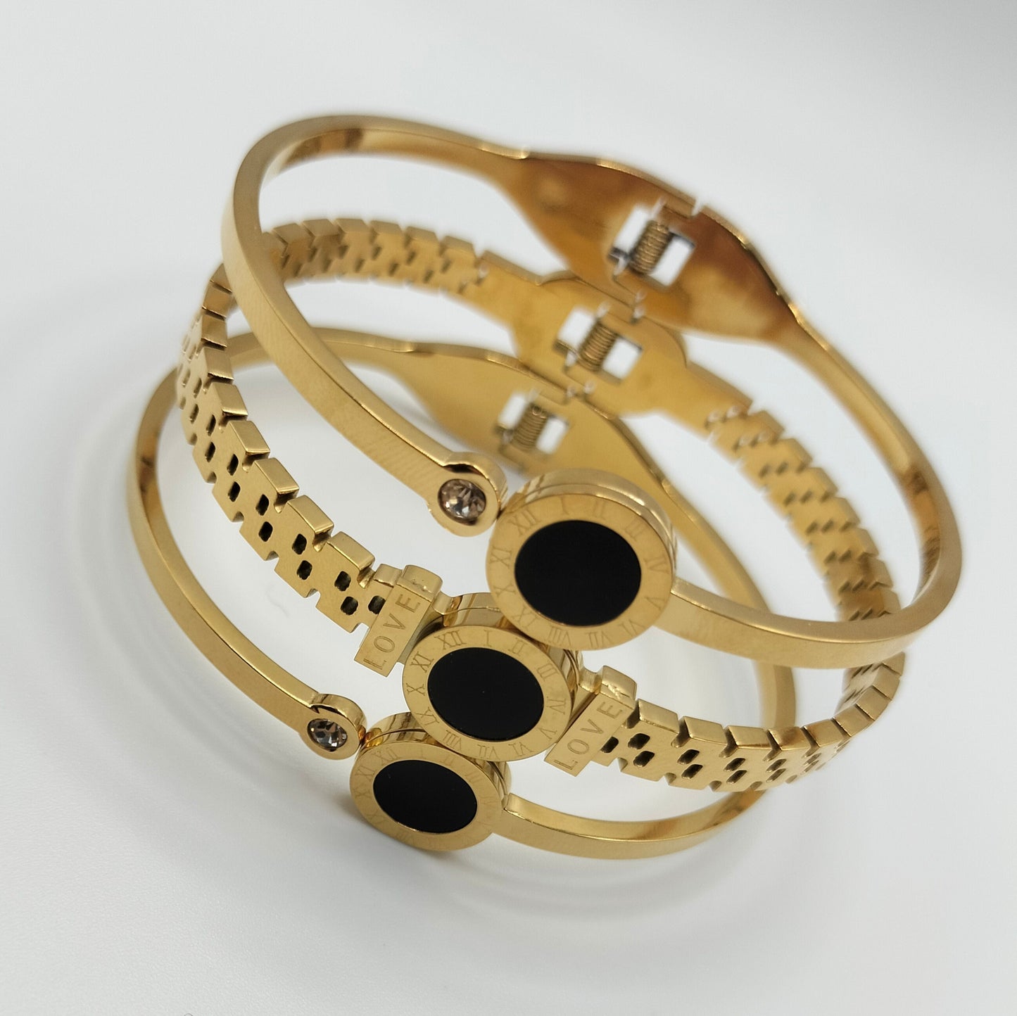 SET OF 3 BANGLES NUMERAL AND BALCK GUTTA