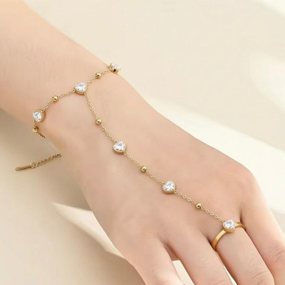 Crystal Chain Bracelet+ Ring