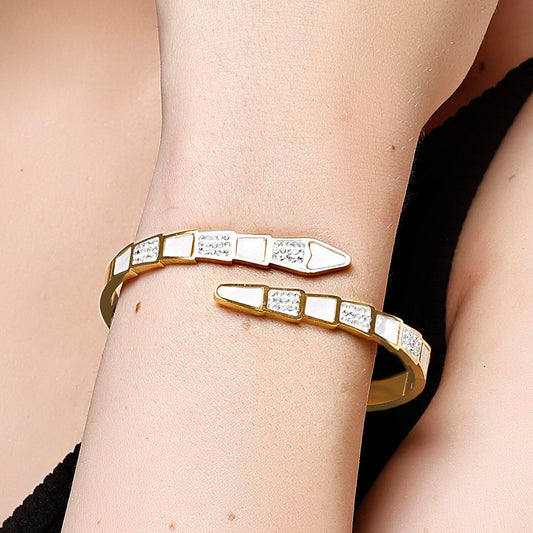ZIRCON CUFF STAINLESS STEEL BANGLE