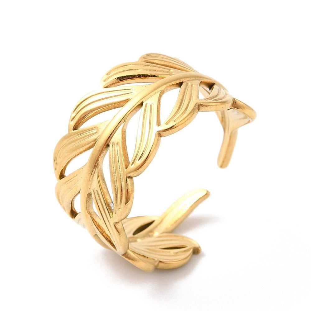 Adjustable Hollow Leaf Ring