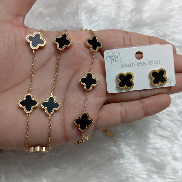 CLOVER SET WITH DOUBLE SIDED NECLACE