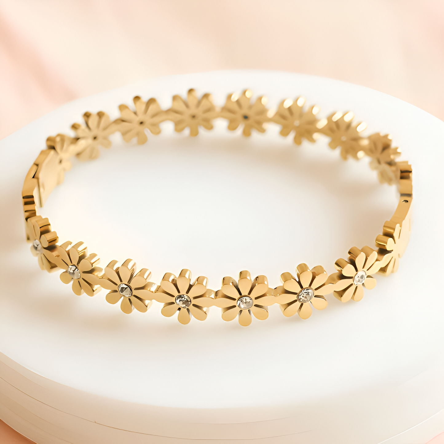 Set of Flower Bangle and Necklace