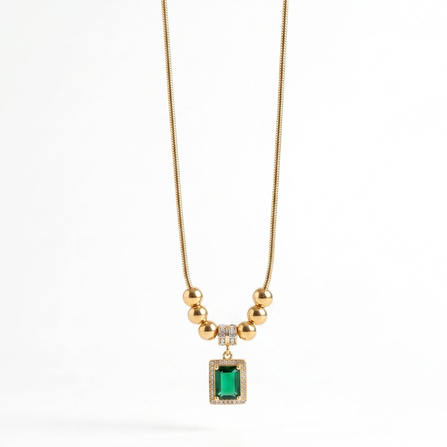 Premium Green Stone Necklace - Stainless Steel