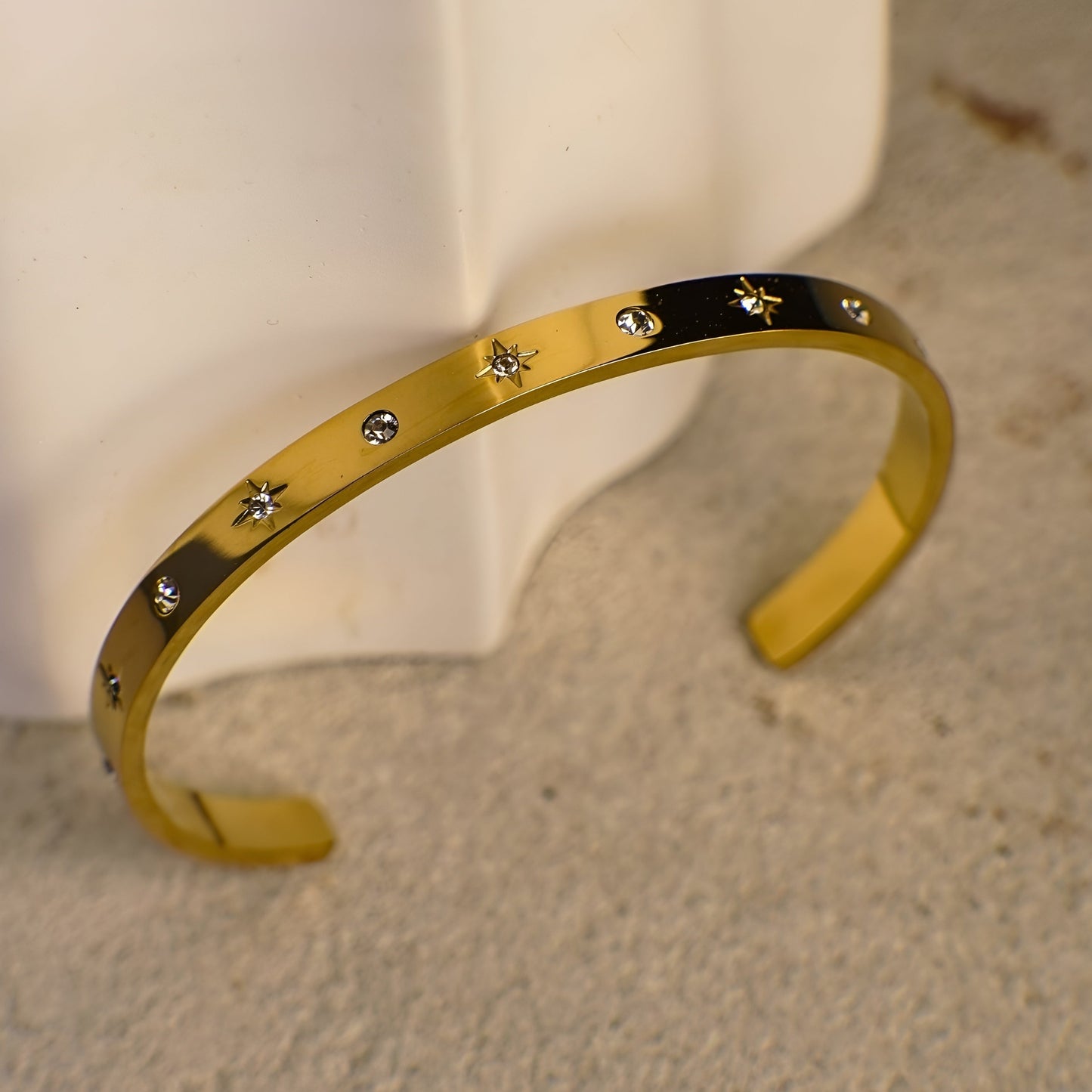 Diamond Star Cuff Bangle-Stainless Steel