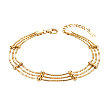 Triple Layer Beaded Snake Chain Bracelet