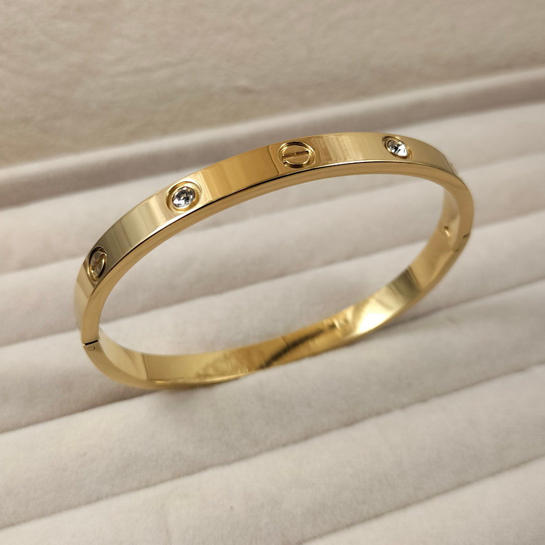 Love Bangle And Black Clover Bracelet Stack