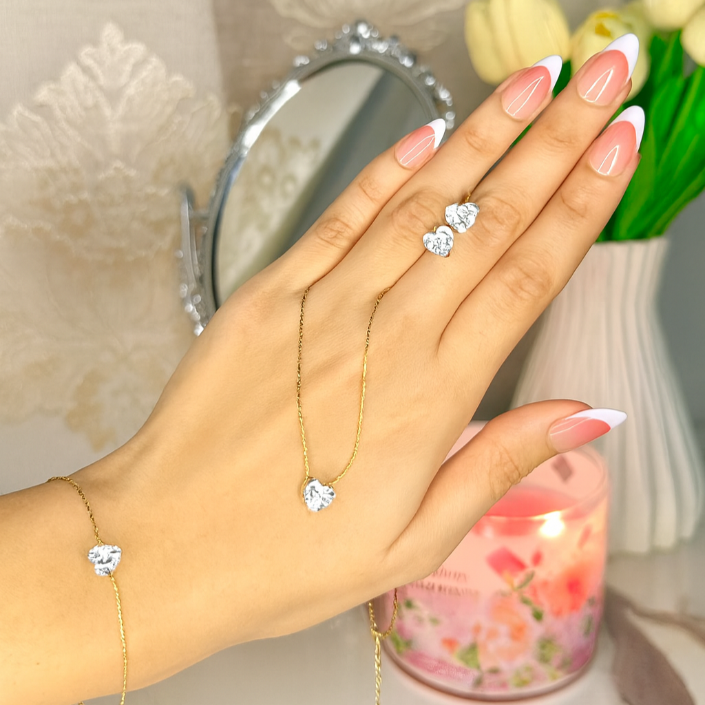 Heart Dimond Set - Stainless Steel - Anti Tarnishing
