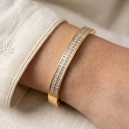 Two-Layer Diamond Engraved Bangle