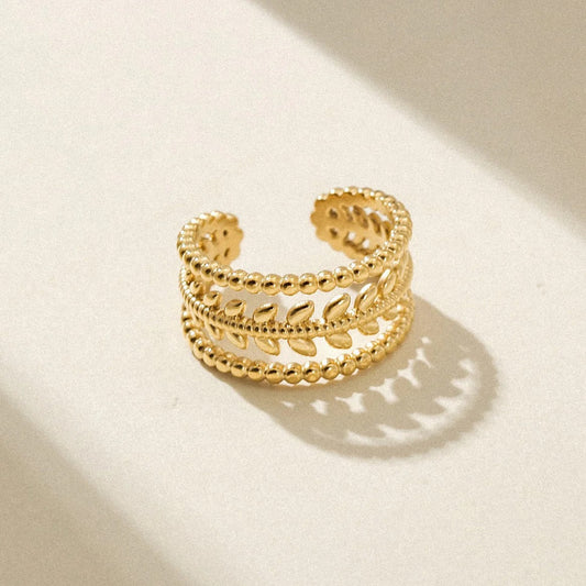 Adjustable laurel leaf ring