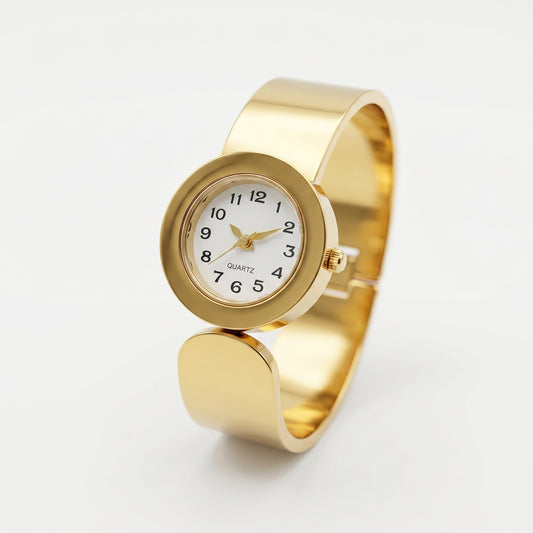 Elysian Round Dial Bangle Watch - Stainless Steel