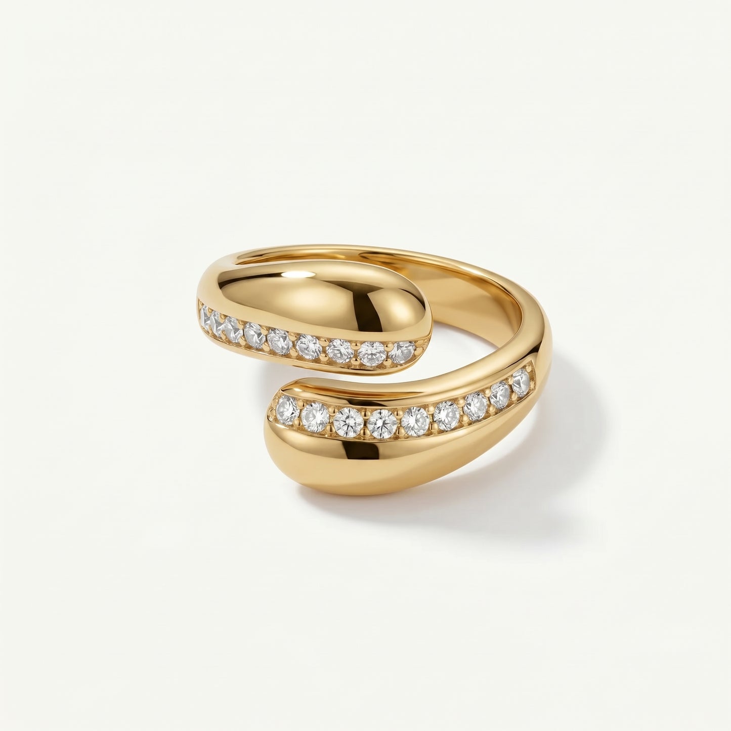 Diamond Studded Teardrop Ring - Adjustable