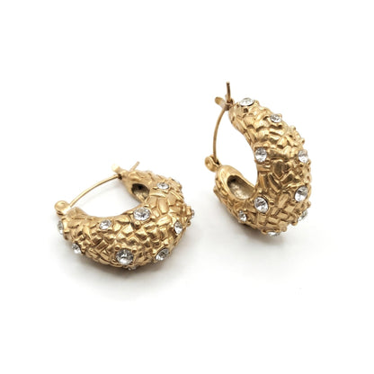 Zircon Crosshatch Hoop Earrings