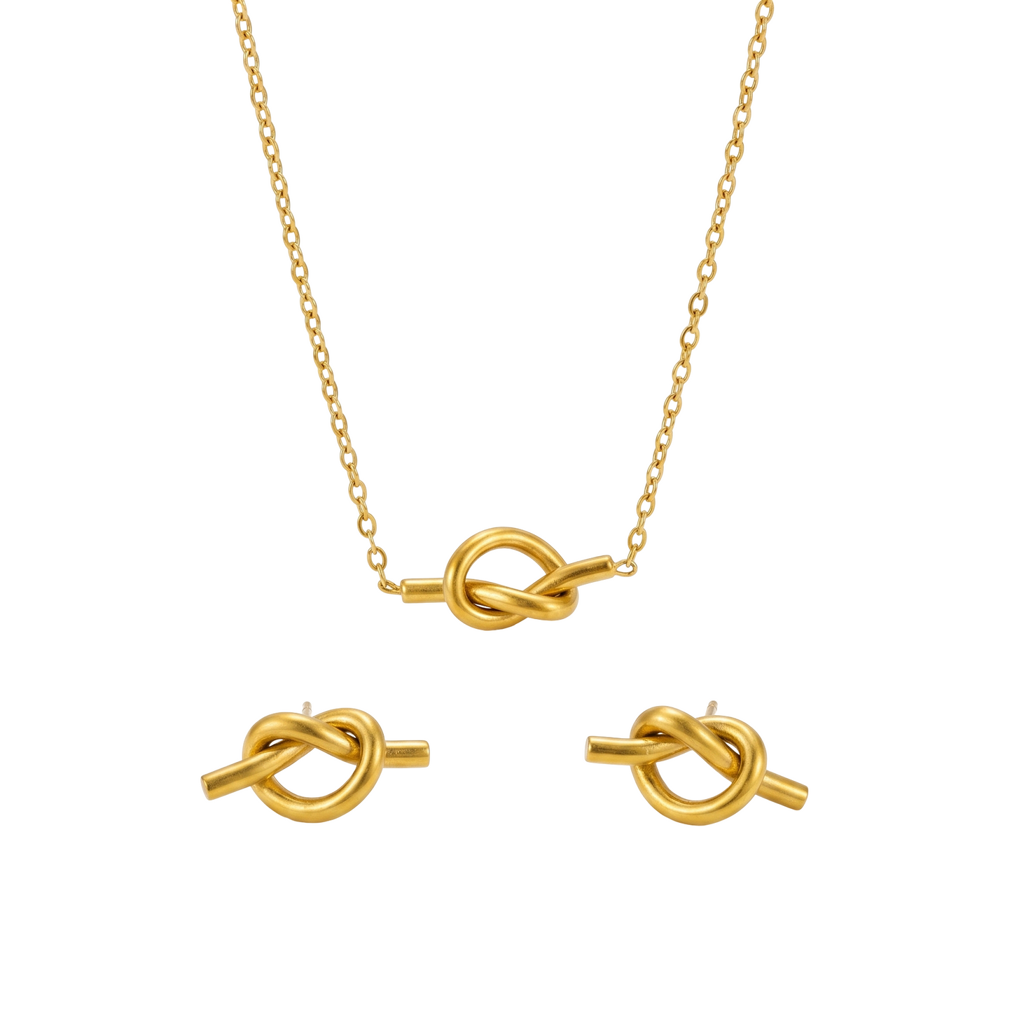 Minimal Gold Knot Jewellery Set | Stainless Steel