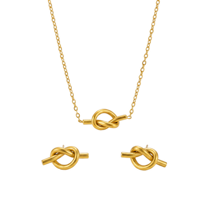 Minimal Gold Knot Jewellery Set | Stainless Steel