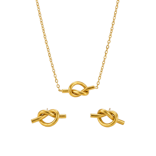 Minimal Gold Knot Jewellery Set | Stainless Steel